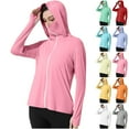 thumbnail image 1 of Fanxing Women's UPF 50+ Cooling Sun Shirt Sun Protection Hoodies with Mask Zip-up Cycling Fishing Jacket Red,S, 1 of 9