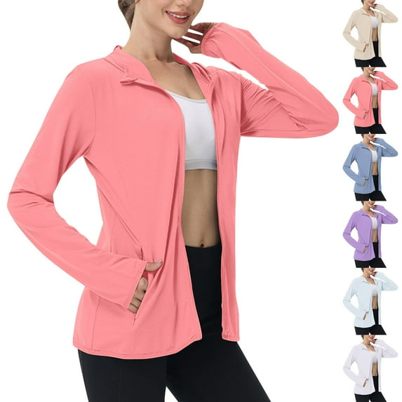 Fanxing Women's UPF 50+ Sun Protection Lightweight Hoodie Jacket with Zip Pockets Long Sleeve Active Sun Shirts for Outdoor Hiking Workout Purple,XL