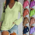 thumbnail image 1 of Fanxing Women's V Neck Long Sleeve Shirts Basic Tees Fitted Tunic Tops Fall Outfits 2025, 1 of 5