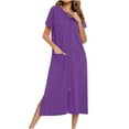 thumbnail image 1 of Fanxing Women's Zipper Robe 3/4 Sleeve Housecoats Full Length House Dress Loungewear Long Nightgown with Pockets Tracking My Recent Order Small, 1 of 2