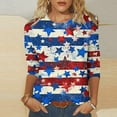 thumbnail image 1 of Fanxing Womens 3/4 Sleeve Shirts 4th of July Tshirts Crewneck Tops Star Tee American Proud Comfy T-Shirt S-23XL, 1 of 5