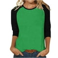 thumbnail image 1 of Fanxing Womens Baseball Mom Shirt Raglan Sleeve Baseball Tee Loose Comfy Patchwork Blouse Top Jersey Blouses Green,XXL, 1 of 5