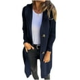 thumbnail image 1 of Fanxing Womens Button Down Cardigans Mid-weight Long Sleeve Casual Knitted Jacket Plus Size Hooded Cardigan Sweaters Outerwear Black,XXL, 1 of 7
