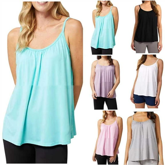 Fanxing Womens Camisoles with Built in Bras Camisole Tank Tops Spaghetti Strap Tank Tops Gray,XL