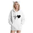 thumbnail image 1 of Fanxing Womens Cat Hoodie with Ears Heart Print Pullover Sweatshirt Oversized Long Sleeve Trendy Hooded Tops Teen Girl Preppy Clothes with Pocket White L, 1 of 4