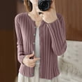 thumbnail image 1 of Fanxing Womens Chunky Cardigan Sweaters Button Down Ridded Cardigans Dressy Casual Crop Knit Jacket Purple 2XL, 1 of 3