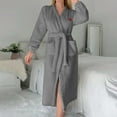 thumbnail image 1 of Fanxing Womens Classic Fleece Robes with Belt Soft Fuzzy Plush Bathrobes for Ladies Winter Warm Spa Housecoat Gray L, 1 of 8