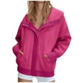 thumbnail image 1 of Fanxing Womens Corduroy Hoodie Jackets Zip Up Fleece Sweatshirts 2025 Fashion Casual Long Sleeve Fall Track Outwears Pink M, 1 of 7