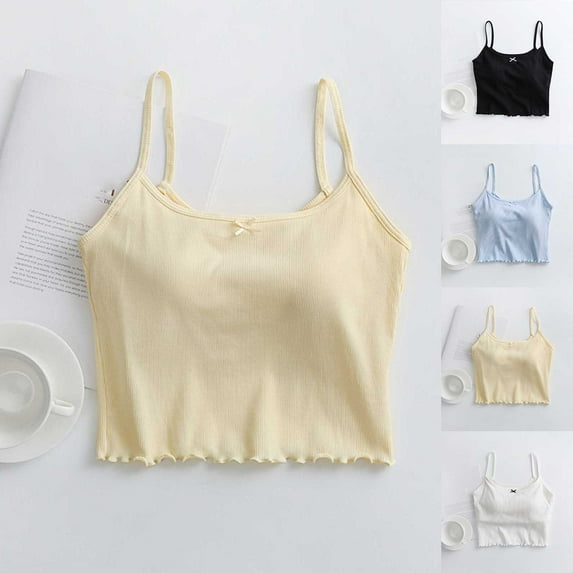 Fanxing Womens Cotton Camisole Adjustable Strap Tank Tops with Shelf Bra Undershirts Blue,M