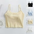 thumbnail image 1 of Fanxing Womens Cotton Camisole Adjustable Strap Tank Tops with Shelf Bra Undershirts Yellow,M, 1 of 8