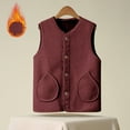 thumbnail image 1 of Fanxing Womens Crop Fleece Vest Plus Size Sleeveless Winter Warm Jacket V Neck Button Down Gilet Waistcoat with Pocket Wine 3XL, 1 of 7