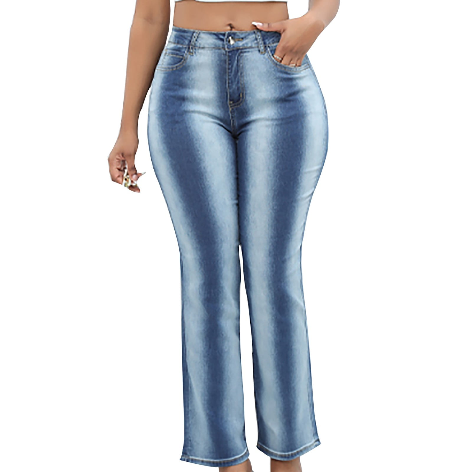 CIDER Women's High Waisted Bell Bottom Jeans - Stretchy Wide Leg Flare Denim Pants, Slim Fit, Retro Style For Casual Wear