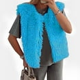 thumbnail image 1 of Fanxing Womens Faux Fur Vest Cropped Sleeveless Warm Winter Jacket Shaggy Open Front Outerwear Gilet Blue XL, 1 of 7
