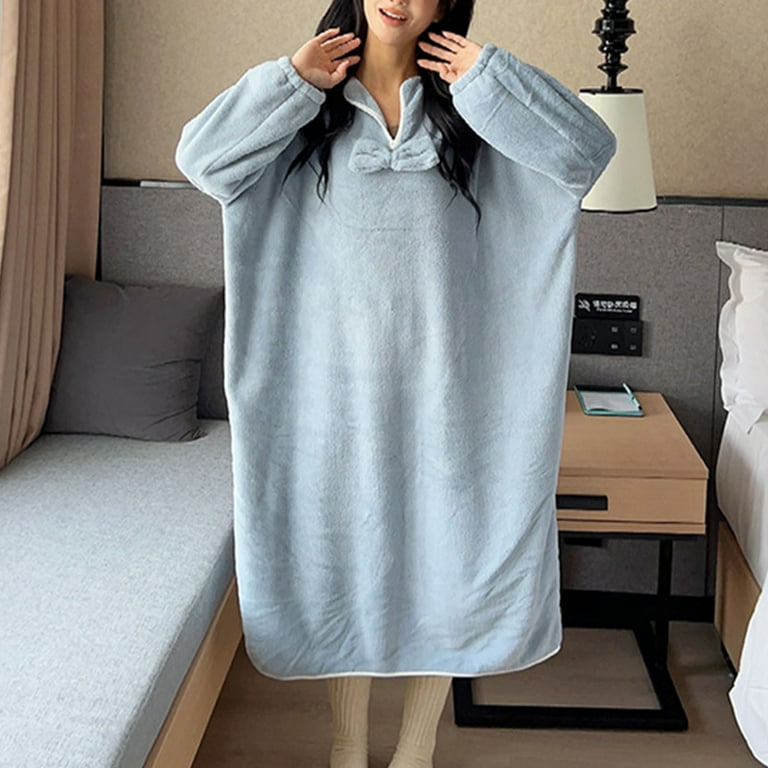 Fanxing Womens Fleece Robes Fuzzy Sherpa Pajamas Dress Cozy Warm