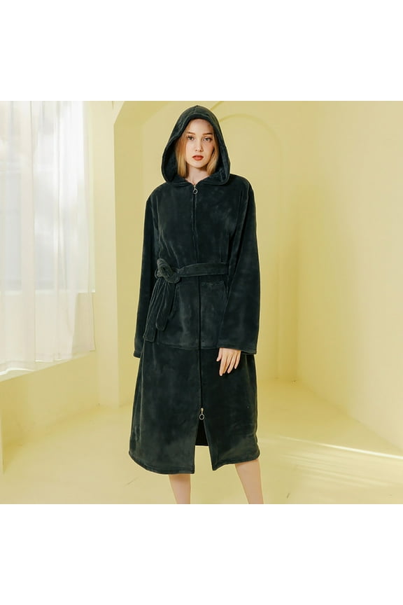 Womens Fleece Robes with Cute Ear Hood Fuzzy Plush Cozy Warm Bathrobe Soft Spa Shaggy New Year Gift Idea Pink L