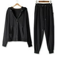 thumbnail image 1 of Fanxing Womens Full Zip Hoodies Tracksuits 2025 Fall Basic Solid 2 Piece Sets Lightweight Hooded Sweatshirts with Sweatpants Outfits Athletic Track Suits for Jogging Running Black,XL, 1 of 6
