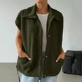 thumbnail image 1 of Fanxing Womens Fuzzy Fleece Vest, Casual Loose Sleeveless Sherpa Jacket Button Down Lapel Warm Waistcoat with Pockets for Fall/Winter Army Green 2XL, 1 of 6