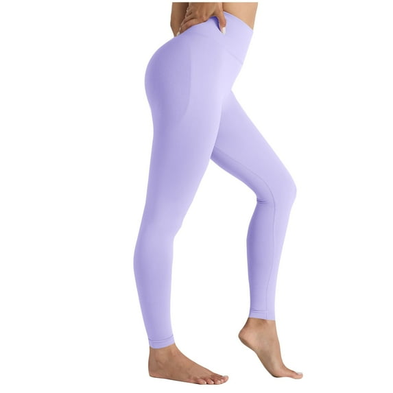 Fanxing Womens High Waisted Leggings Butt Lifting Yoga Pants Tummy Control Tights Stretch Training Exercise Fitness Sports Athletic Bottoms Bike Pant Q3 WMT Anniversary Purple,M