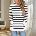thumbnail image 1 of Fanxing Womens Hoodies Casual Striped Long Sleeve Hooded Sweatshirts Fall Winter Trendy Comfy Pullover Tops with Pocket White 2XL, 1 of 6