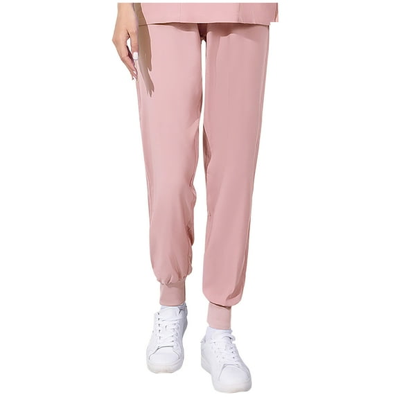 Fanxing Womens Jogger Scrubs Ribbed Jogger Scrub Pants for Women Scrub Pant Nursing Bottoms Gifts for Her Pink S