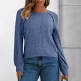 thumbnail image 1 of Fanxing Womens Lace Patchwork Pulover Sweater Casual Crew Neck Dressy Tunic Blouses Ribbed Knit Winter Tops Blue 2XL, 1 of 8