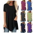 thumbnail image 1 of Fanxing Womens Long Tunic Tops to Wear With Leggings Long Tunic Shirts with Split Loose Fit Summer Short Sleeve Tees Shirts, 1 of 6