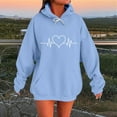 thumbnail image 1 of Fanxing Womens Oversized Hoodies Heartbeat Graphic Valentines Day Hooded Pullover Sweatshirt Nurse Doctor Hospital Gifts Light Blue S, 1 of 5