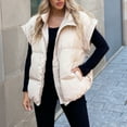 thumbnail image 1 of Fanxing Womens Oversized Puffer Vest Stand Collar Full Zip Sleeveless Bubble Jakcet Quilted Padded Warm Coat Outwear Beige S, 1 of 7