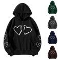 thumbnail image 1 of Fanxing Womens Plus Size Hoodies Love Graphic Sweatshirts Long Sleeve Zip Up Sweatshirt Casual Y2k Hooded Jacket with Pocket Navy,XXL, 1 of 6