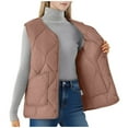 thumbnail image 1 of Fanxing Womens Plus Size Puffer Vest Lightweight V Neck Sleeveless Quilted Jackets Button Fall Spring Coat Outerwear with Pocket Watermelon Red 4XL, 1 of 7