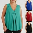 thumbnail image 1 of Fanxing Womens Plus Size Tank Tops Loose Fit Sleeveless Tunic Shirts Dressy Casual Swing Tees Solid Color Pleated Tanks Shirt Green,2XL, 1 of 8