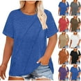 thumbnail image 1 of Fanxing Womens Plus Size Tops Basic Solid Short Sleeve T Shirts Crewneck Tunic Blouses Gray (Women's Plus Large), 1 of 6