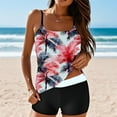 thumbnail image 1 of Fanxing Womens Plus Tankini Swimsuits Tops Padded Bra Tummy Control Bathing Suits Loose Tunics Swimwear Multicolor,XXL, 1 of 7