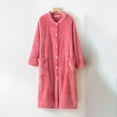 thumbnail image 1 of Fanxing Womens Plush Fleece Robe, Fleece Fuzzy Button Down Nightgown Sleepwear Soft Spa Hotle Absorbent Bathrobes Pink L, 1 of 4