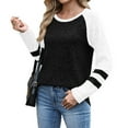 thumbnail image 1 of Fanxing Womens Pullover Sweaters Color Block Crewneck Knit Tunic Tops Cozy Soft Long Sleeve Jumper Tops Black M, 1 of 4