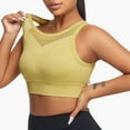 thumbnail image 1 of Fanxing Womens Racerback Bralette Full Support High Impact Racerback Lightly Lined Underwire Sports Bra Yellow,L, 1 of 4