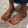 thumbnail image 1 of Fanxing Womens Sandals Glitter Rhinestones Straps Casual Flip Flops Mini Heels Outdoor Beach Sandal Summer Walking Shoes, 1 of 5