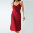 thumbnail image 1 of Fanxing Womens Satin Nightgowns with Built In Bras Midi Slip Dress Bride Lingerie V Neck Lace Up Night Dress Silk Bridesmaid Sleepwear Wine XL, 1 of 5
