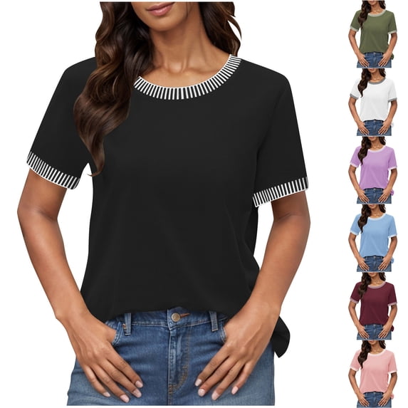 Fanxing Womens T Shirts Short Sleeve Crew Neck Loose Casual Summer Tops Army Green,S
