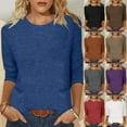 thumbnail image 1 of Fanxing Womens Tops 3/4 Sleeve Shirts Lightweight Summer T-Shirts Brown,S, 1 of 5
