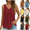 thumbnail image 1 of Fanxing Womens V Neck Tank Tops Summer Sleeveless T Shirts Solid Color Tunic Tanks Camisoles Red,S, 1 of 7