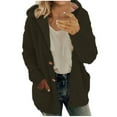 thumbnail image 1 of Fanxing Womens Winter Coats 2025 Casual Warm Fuzzy Fleece Sherpa Jackets Zip Up Hoodies Plus Size Long Sleeve Plush Tops Hooded Cardigan Outerwear with Pockets, 1 of 6
