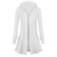 thumbnail image 1 of Fanxing Womens Zip Up Long Hoodie Jacket Lightweight Ruffle Tunic Sweatshirt Open Front Drawstring Track Cardigan with Pockets White 2XL, 1 of 5