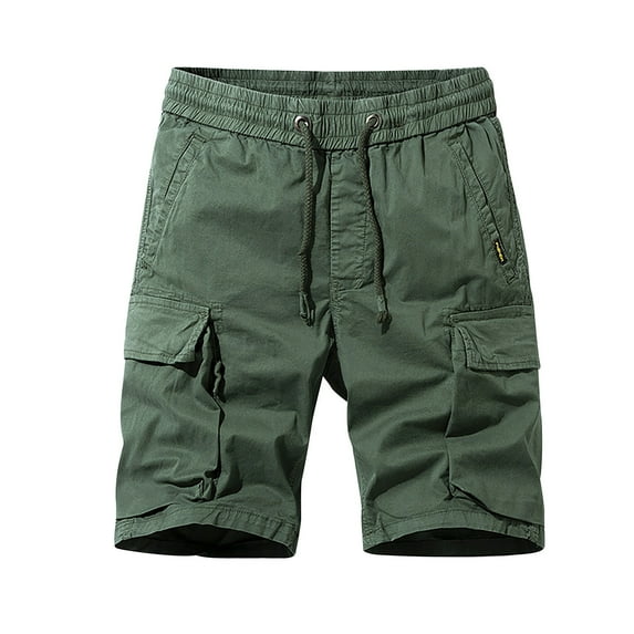 Fanxing Workout Shorts for Men 2025 Summer Shorts Elastic Waist Drawstring Pants Lightweight Cargo Shorts Army Green,L