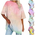 thumbnail image 1 of Fanxing Y2k Vintage Oversized Graphic Tees Baggy Shirts for Women Tie-Dye Print Crewneck Tee Shirts Color Block Summer Tops Short Sleeve T Shirts Pink,XXL, 1 of 5