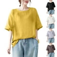 thumbnail image 1 of Fanxing Yellow Elbow Sleeve Tshirts Loose Fitting Blouses Dressy Casual Vacation Tunic Tops, 1 of 6