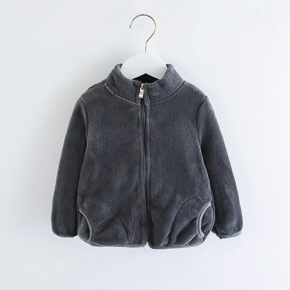 Fanxing Zip Up Sherpa Fleece Sweatshirt for Boys and Girls Toddler Fuzzy Stand Collar Zip Up Jacket Coats Fuzzy Sweatshirts Outwear