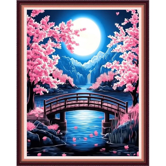 Fanxvivy Stamped Cross Stitch Kits for Beginners Full Range of Cross Stitching Preprinted Embroidery Kits for Adults, 11CT Embroidery Pattern Needlepoint Kits-Birds and Trees 16x20 inch