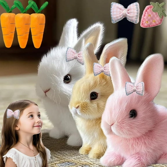 Fanyil Bunny Pal, Fanyil Bunnypal, Realistic Bunny Toy, Bunnypal Toy, Bunby - My Realistic Bunnys Toy Wollera Horizons, Interactive Electronic Pets, Jumping|Walk|Shaking Ears (Mix 3pc)