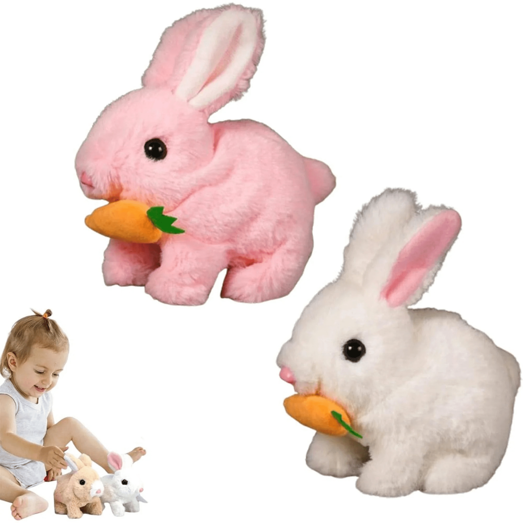 Dvkptbk Mon Jouet Lapin Réaliste Jouet Lapin Réaliste pour Imiter le Genre de Lapin Jouets Lapin pour Sauter, Se Tourner et Secouer les Oreilles
